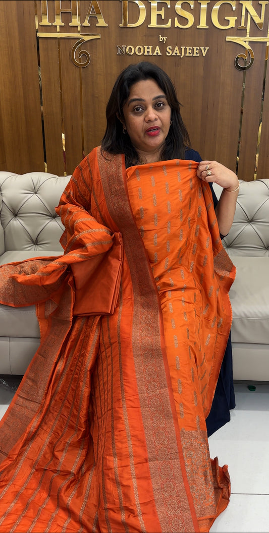 SEMI BANARASI UNSTITCHED SALWAR SUITS  - IHA 25193