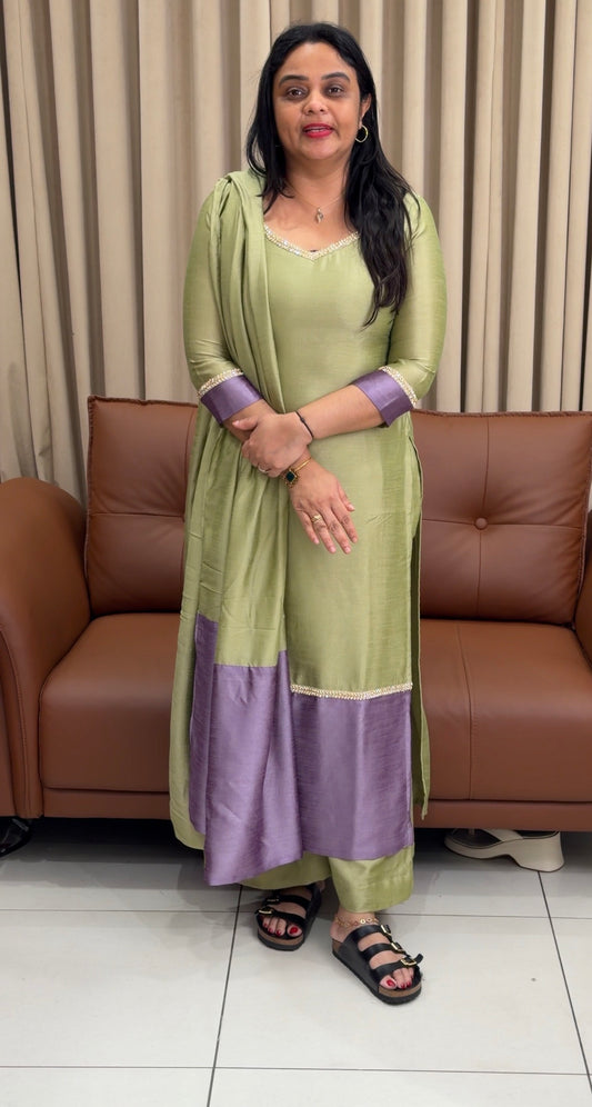 IHA'S IN-HOUSE SEMI RAW SILK ALINE TOP AND DUPATTA - IHA 34215