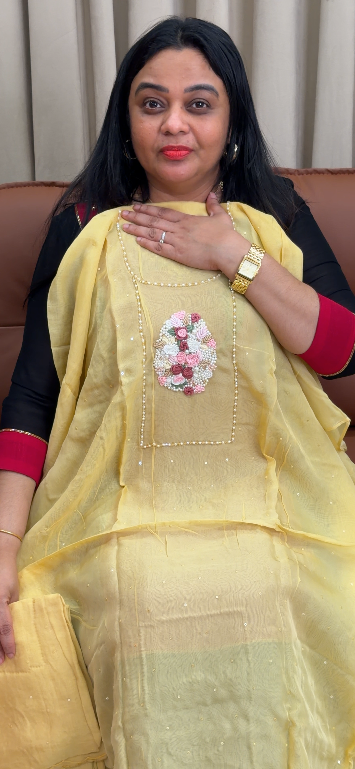 HANDWORKED UNSTITCHED SALWAR SUITS - IHA 35420