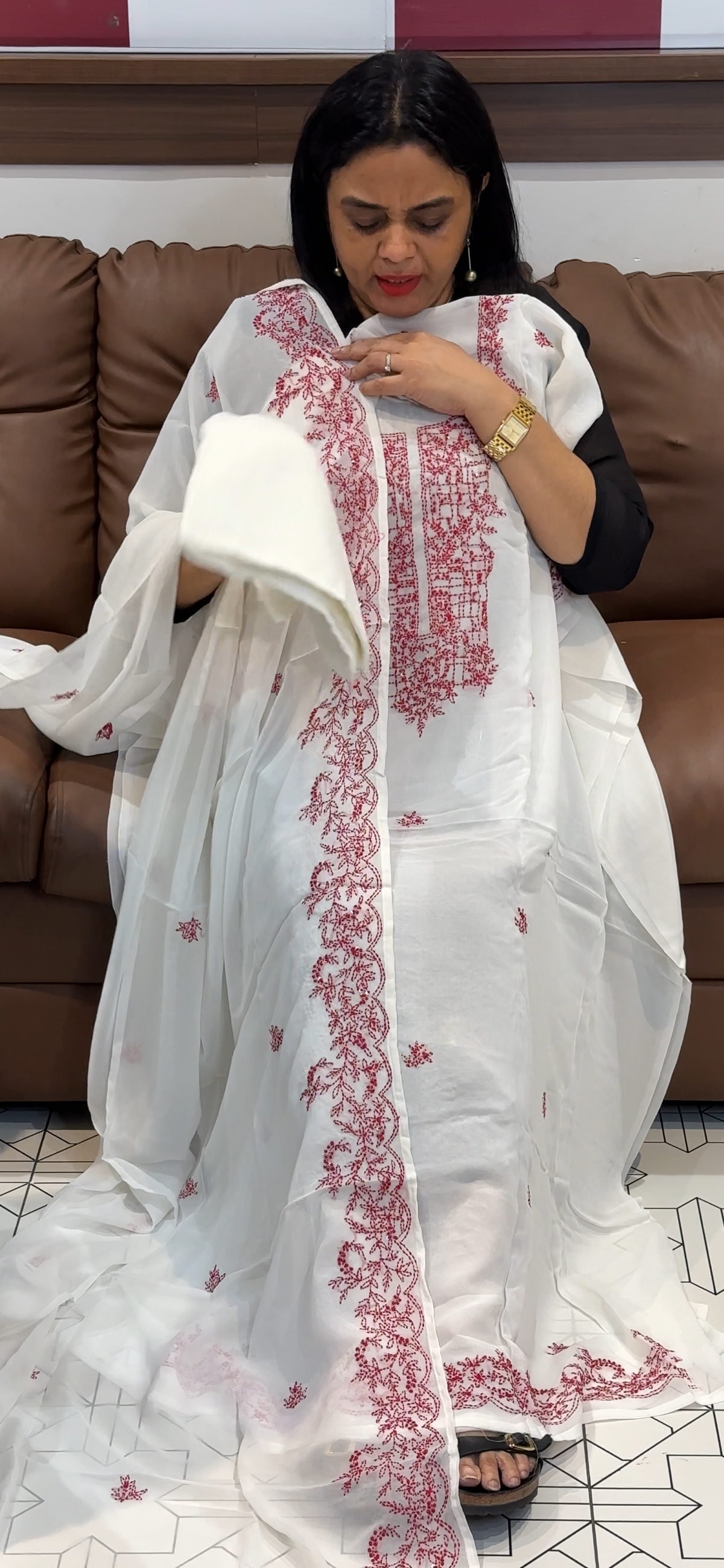 CHIKANKARI UNSTITCHED SALWAR SUITS - IHA 35599