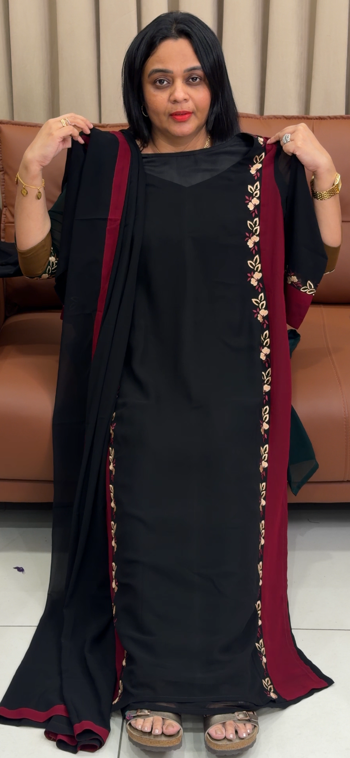IHA'S IN-HOUSE FAUX GEORGETTE LONG SLITTED TOP AND DUPATTA  - IHA 35805