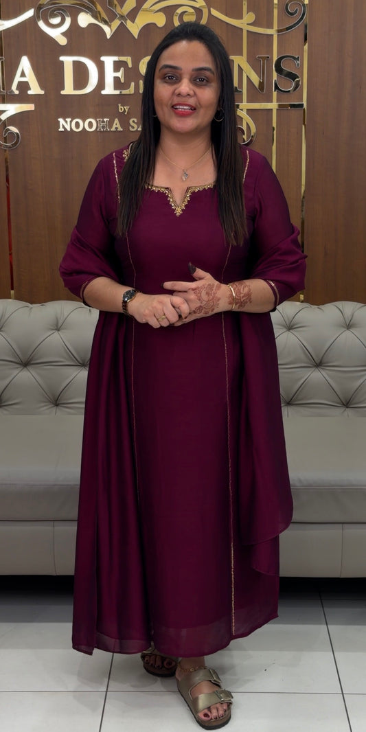 IHA'S IN-HOUSE SEMI RAW SILK TOP,BOTTOM AND DUPATTA - IHA 31417