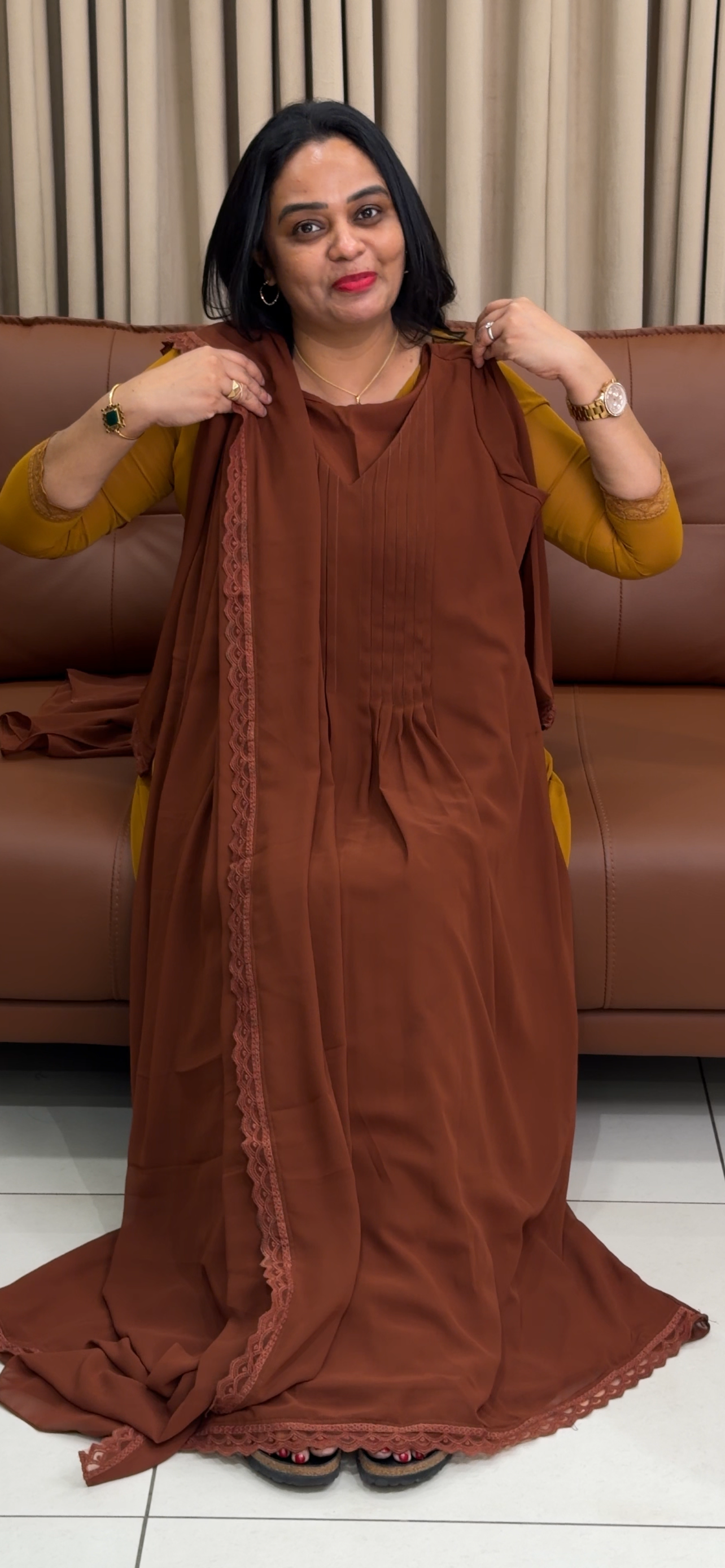 IHA'S IN-HOUSE FAUX GEORGETTE ALINE TOP AND DUPATTA - IHA 34337