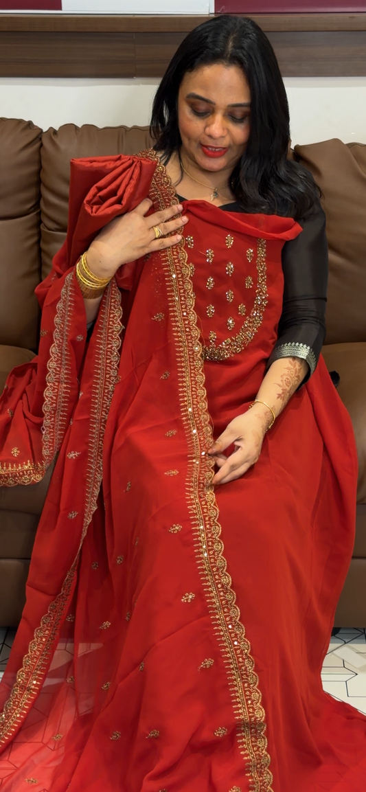 HANDWORKED UNSTITCHED SALWAR SUITS - IHA 33107