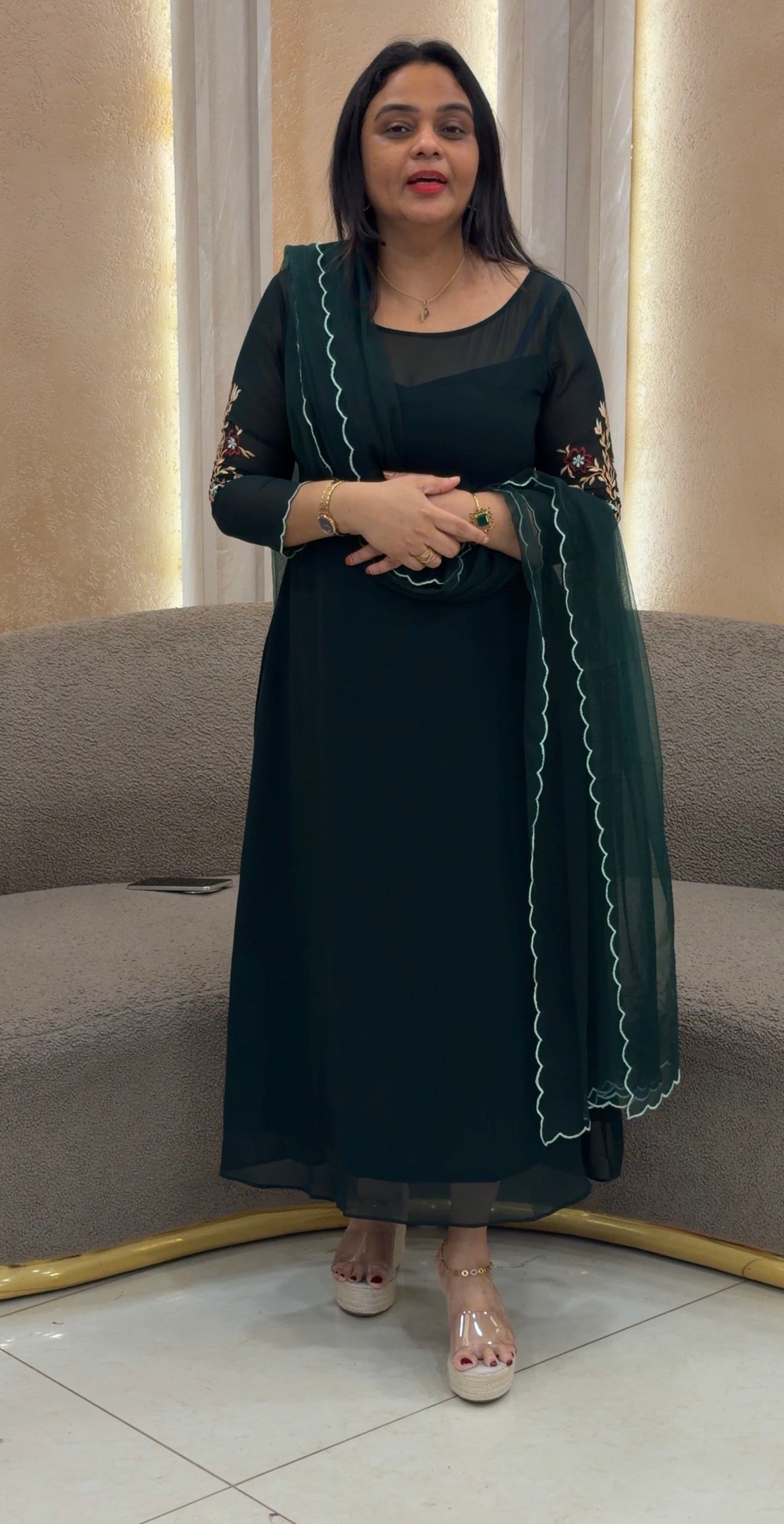 IHA'S IN-HOUSE GEORGETTE ALINE TOP AND DUPATTA - IHA 33362