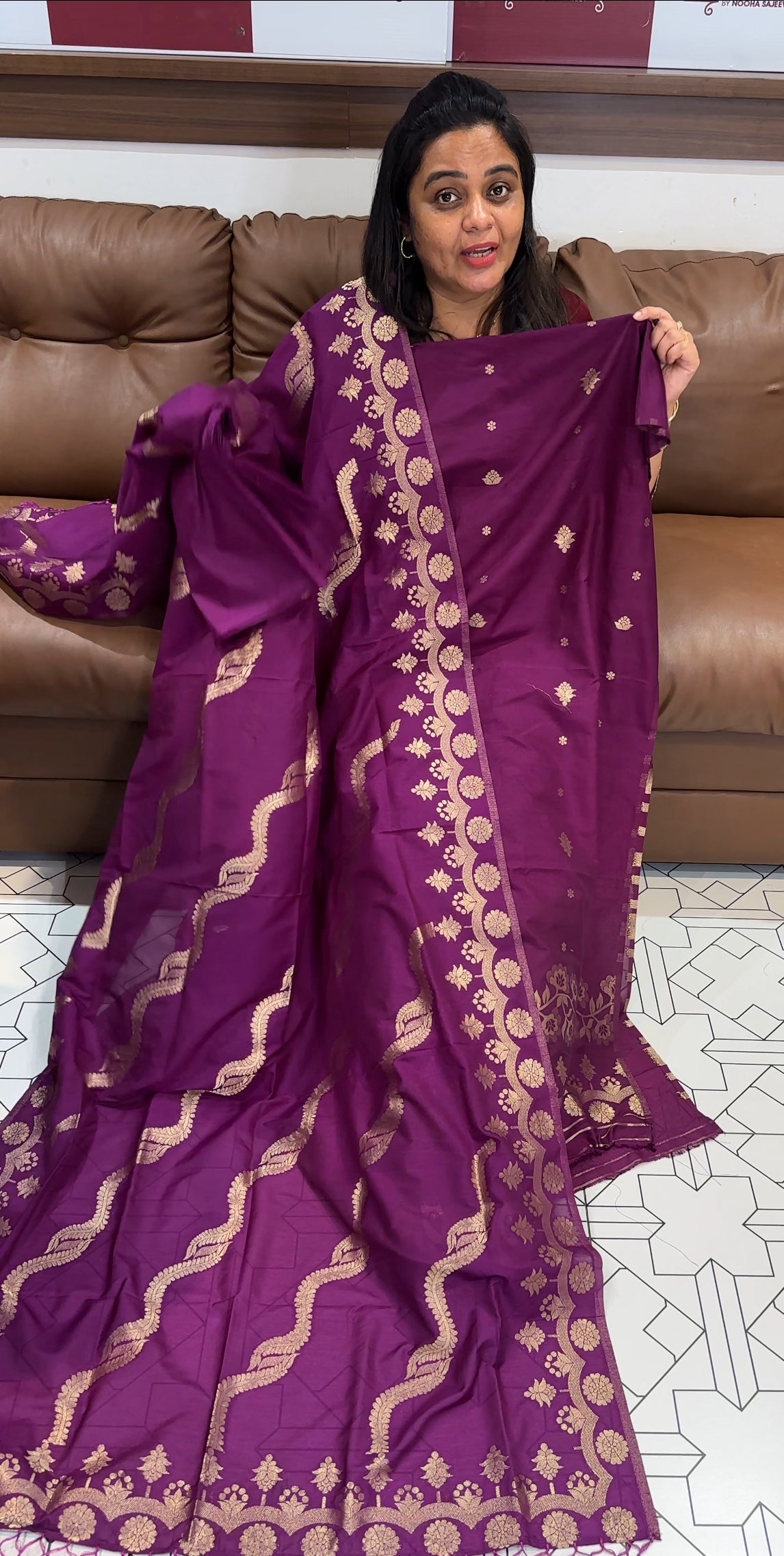 BANARASI UNSTITCHED SALWAR SUITS - IHA 28109