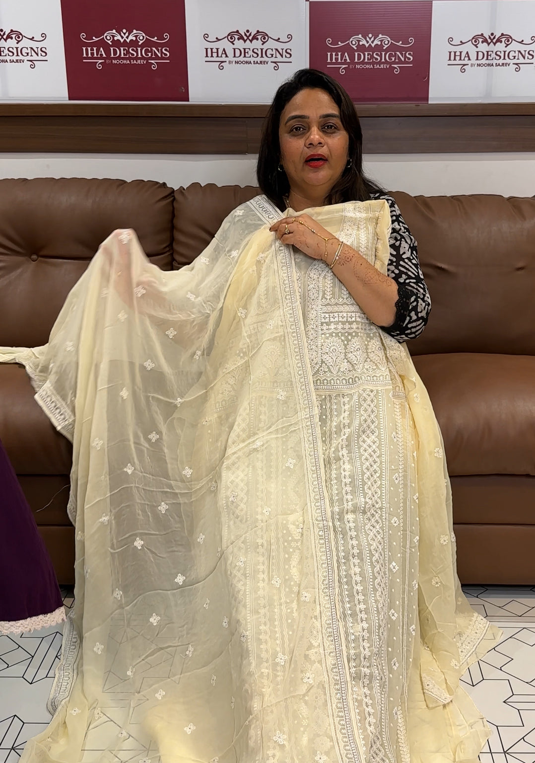 LUCKNOWI CHIKKANKARI UNSTITCHED SALWAR SUITS - IHA 24037