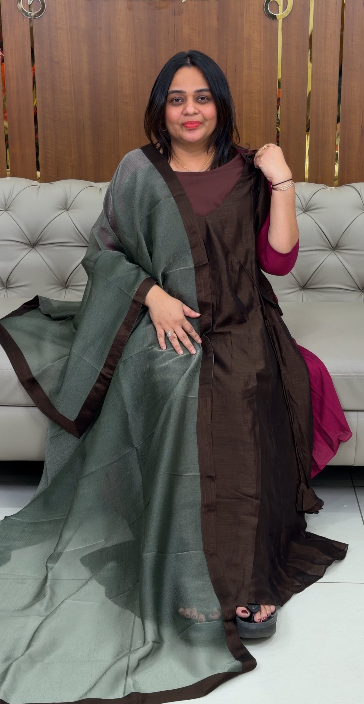 IHA'S IN-HOUSE SEMI RAW SILK ALINE TOP AND DUPATTA - IHA 28897