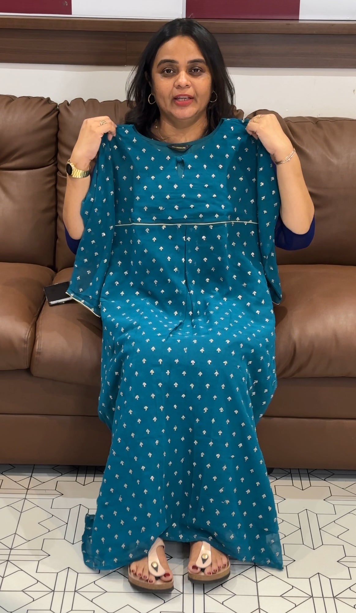 GEORGETTE LONG A-LINE TOPS - IHA 28063