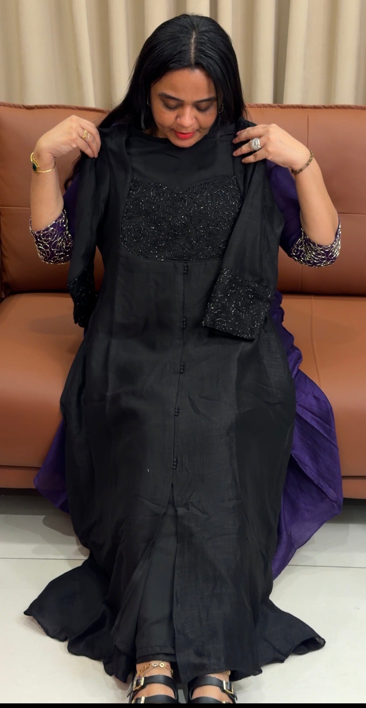 IHA'S IN-HOUSE SEMI RAW SILK ALINE TOPS  - IHA 35216