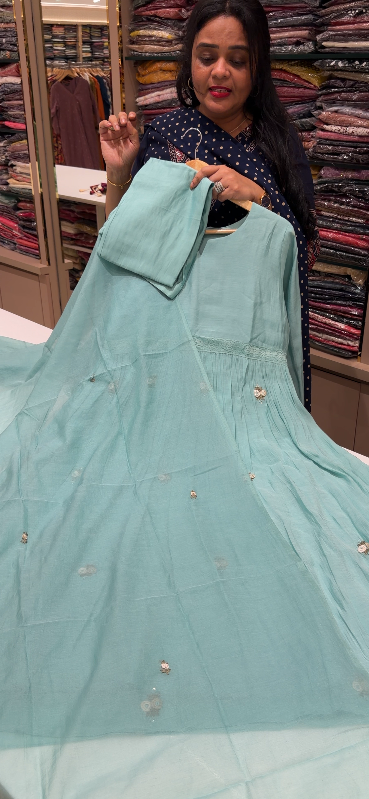 MALAI CHANDERI TOP, BOTTOM AND DUPATTA - IHA 34605
