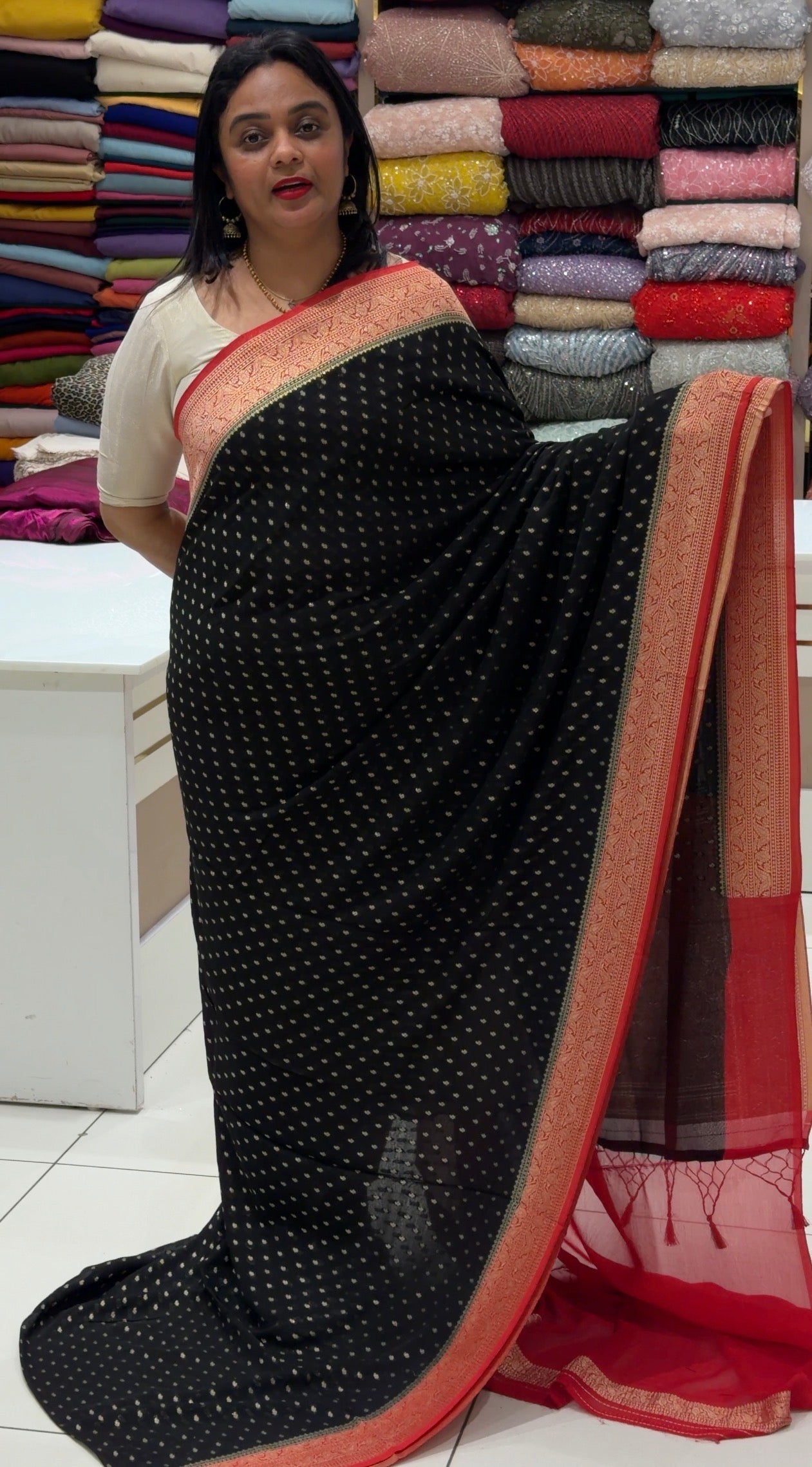 GEORGETTE BANARASI SAREES - IHA 34006