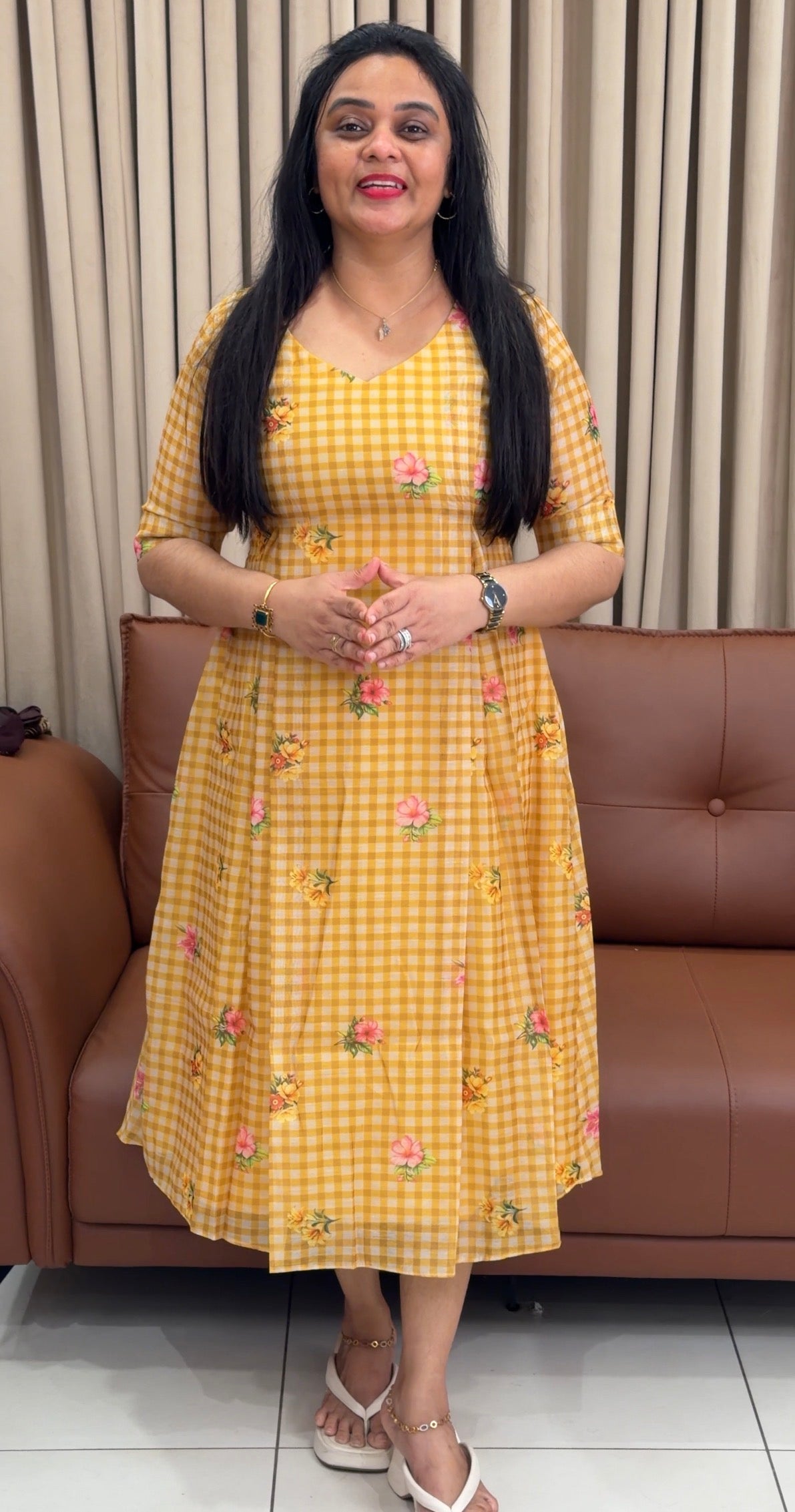 IHA'S IN-HOUSE MUL CHANDERI FROCKS - IHA 34824