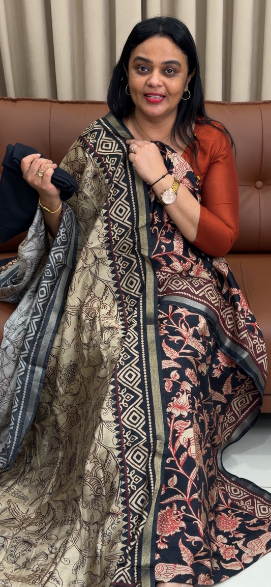MAHESWARI SILK PRINTED UNSTITCHED SALWAR SUITS - IHA 34322