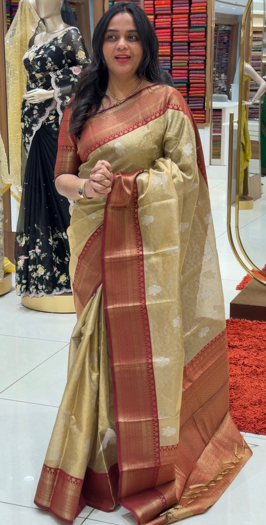SEMI TISSUE SAREES - IHA 32572