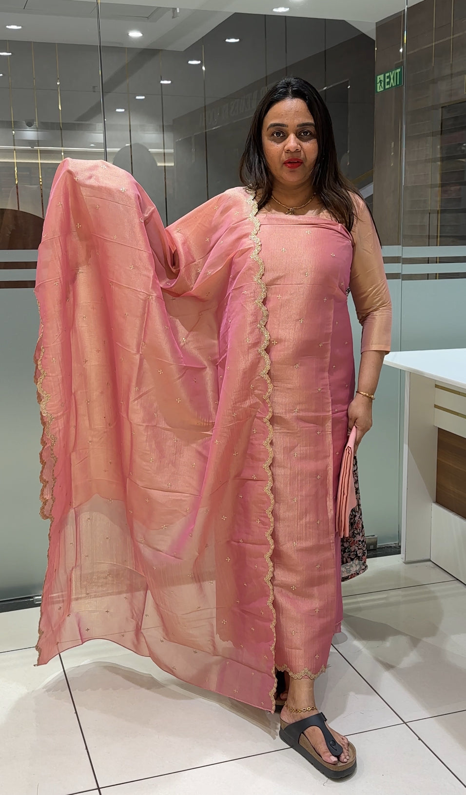 CRUSHED TISSUE BANARASI UNSTITCHED SALWAR SUITS - IHA 22643