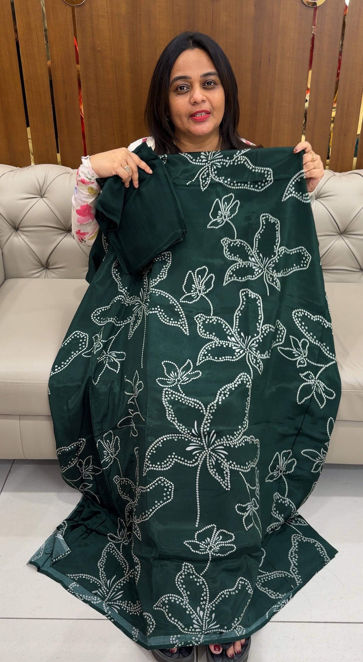 PRINTED CRAPE UNSTITCHED SALWAR SUITS - IHA 26074