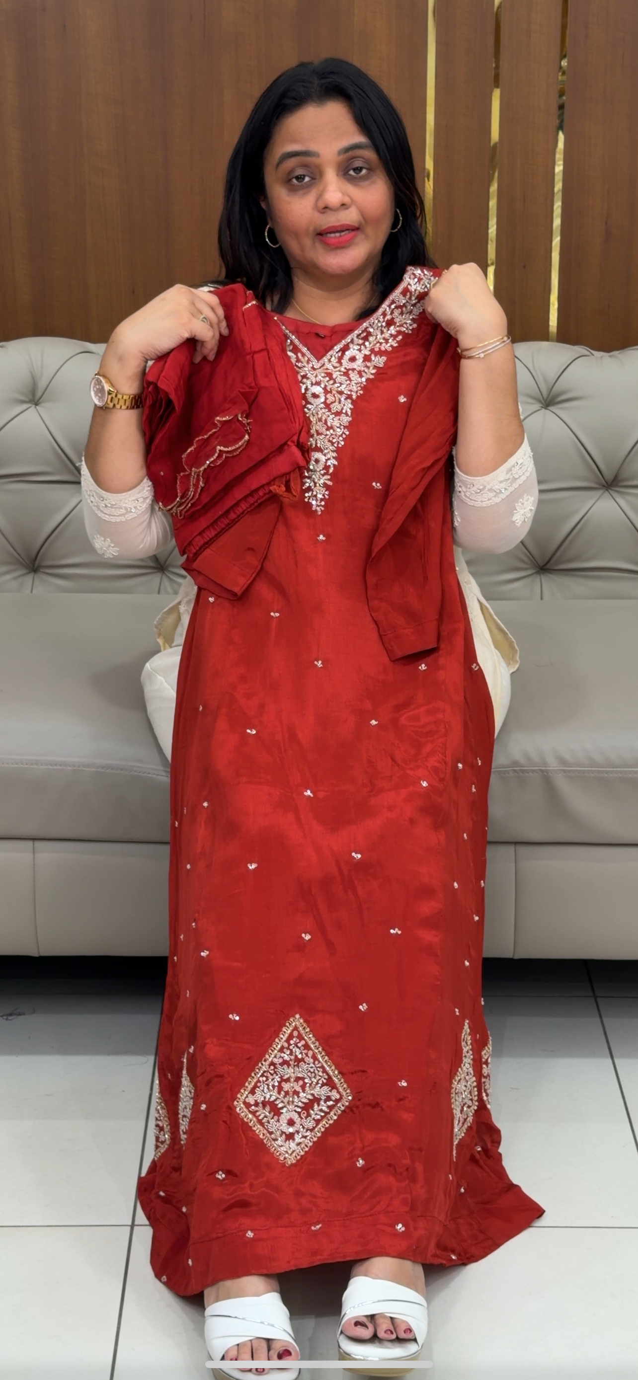 DESIGNER PARTY WAR TOP, BOTTOM AND DUPATTA - IHA 29325