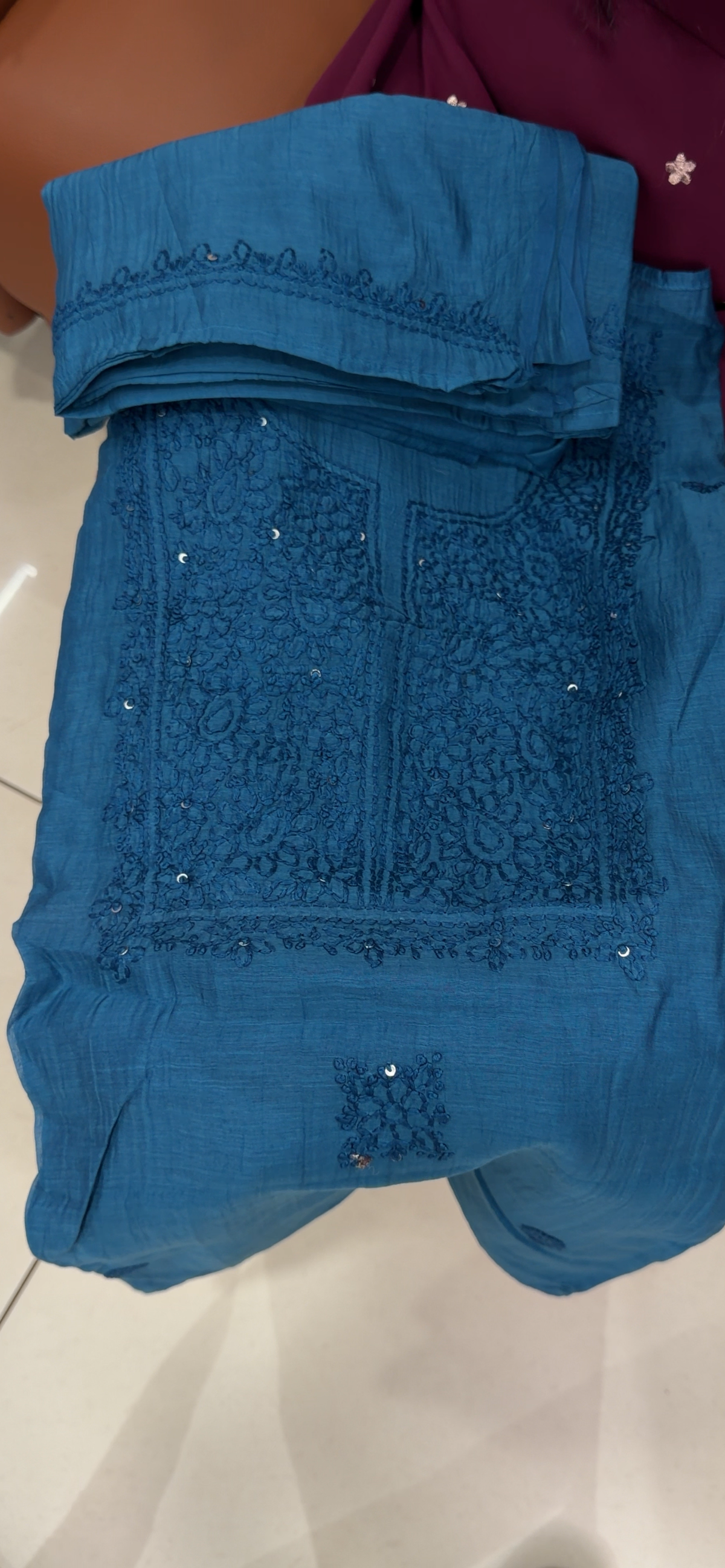 CHIKANKARI UNSTITCHED SALWAR SUITS - IHA 35801
