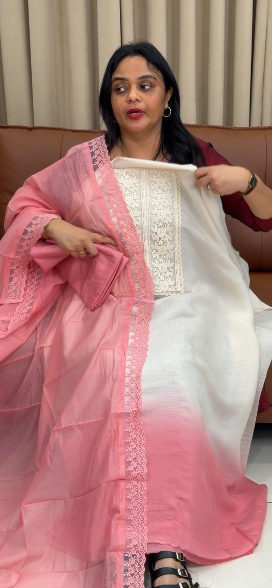 MALAI CHANDERI UNSTITCHED SALWAR SUITS - IHA 34243