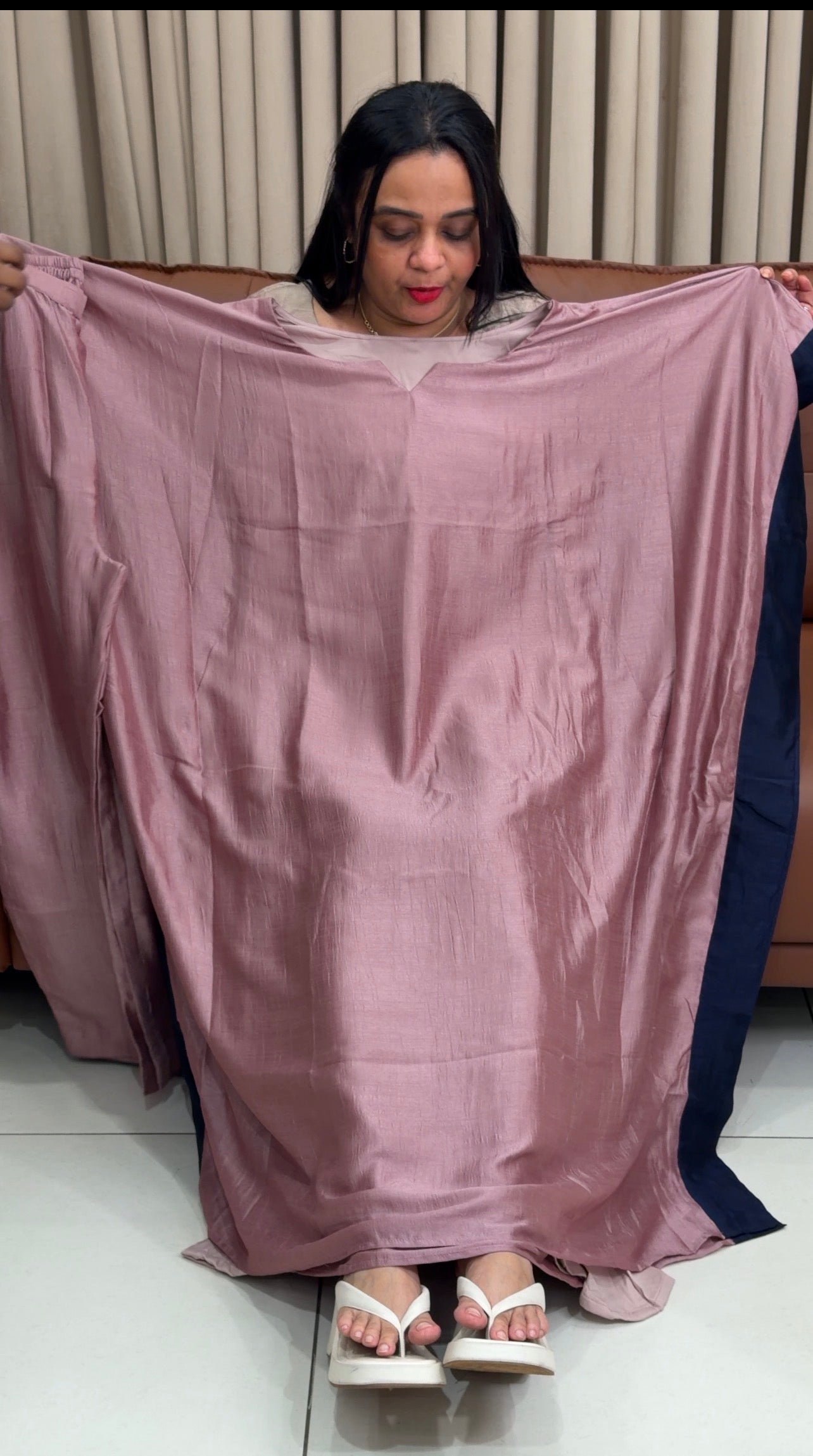 IHA'S IN-HOUSE SEMI RAW SILK KAFTAN TOP AND BOTTOM - IHA 34663