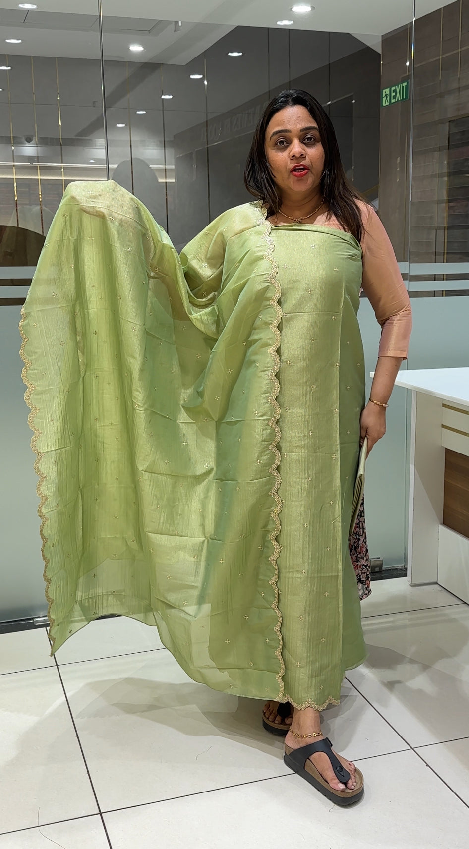 CRUSHED TISSUE BANARASI UNSTITCHED SALWAR SUITS - IHA 22643