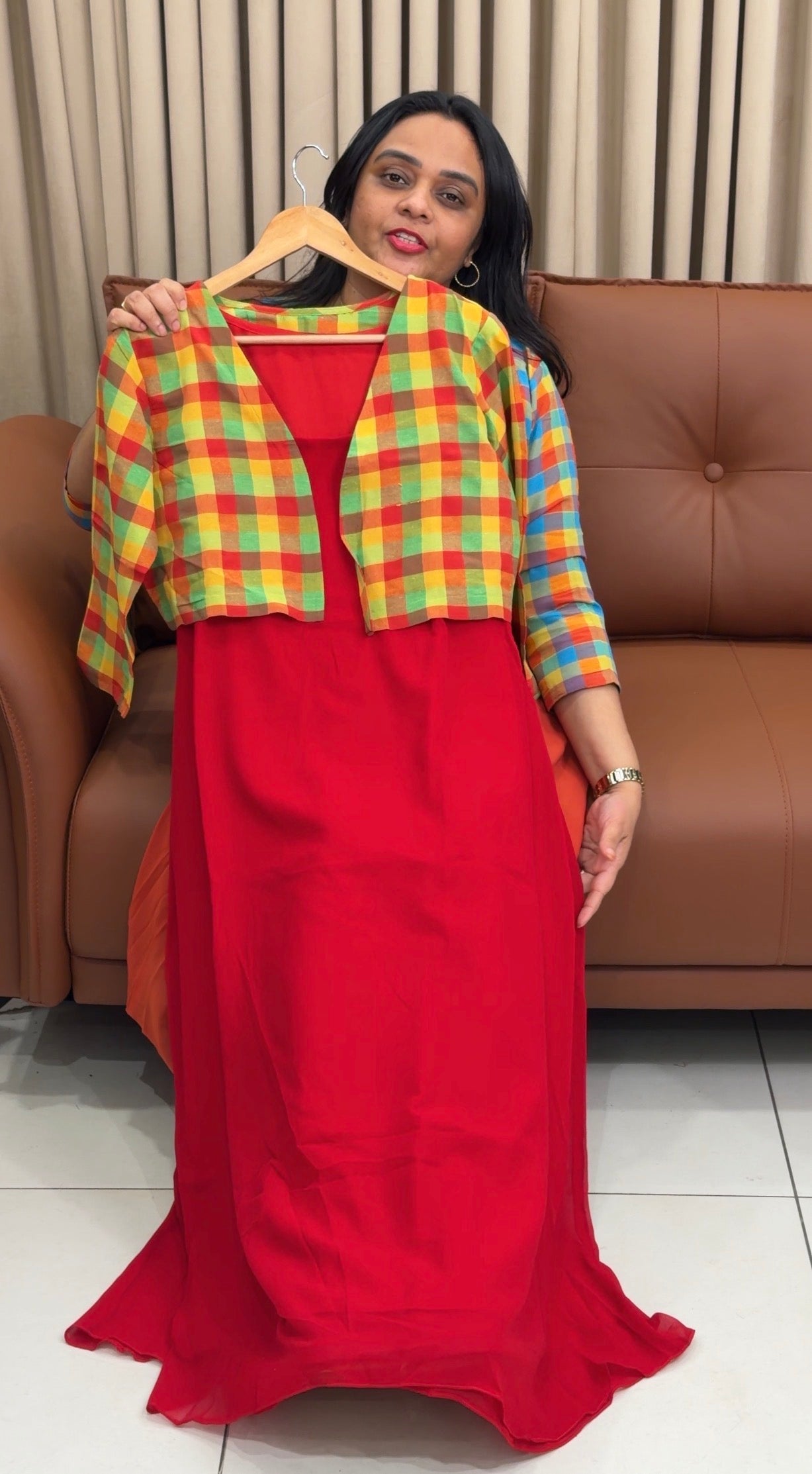 IHA'S IN-HOUSE GEORGETTE ALINE TOP AND JACKETS - IHA 34866