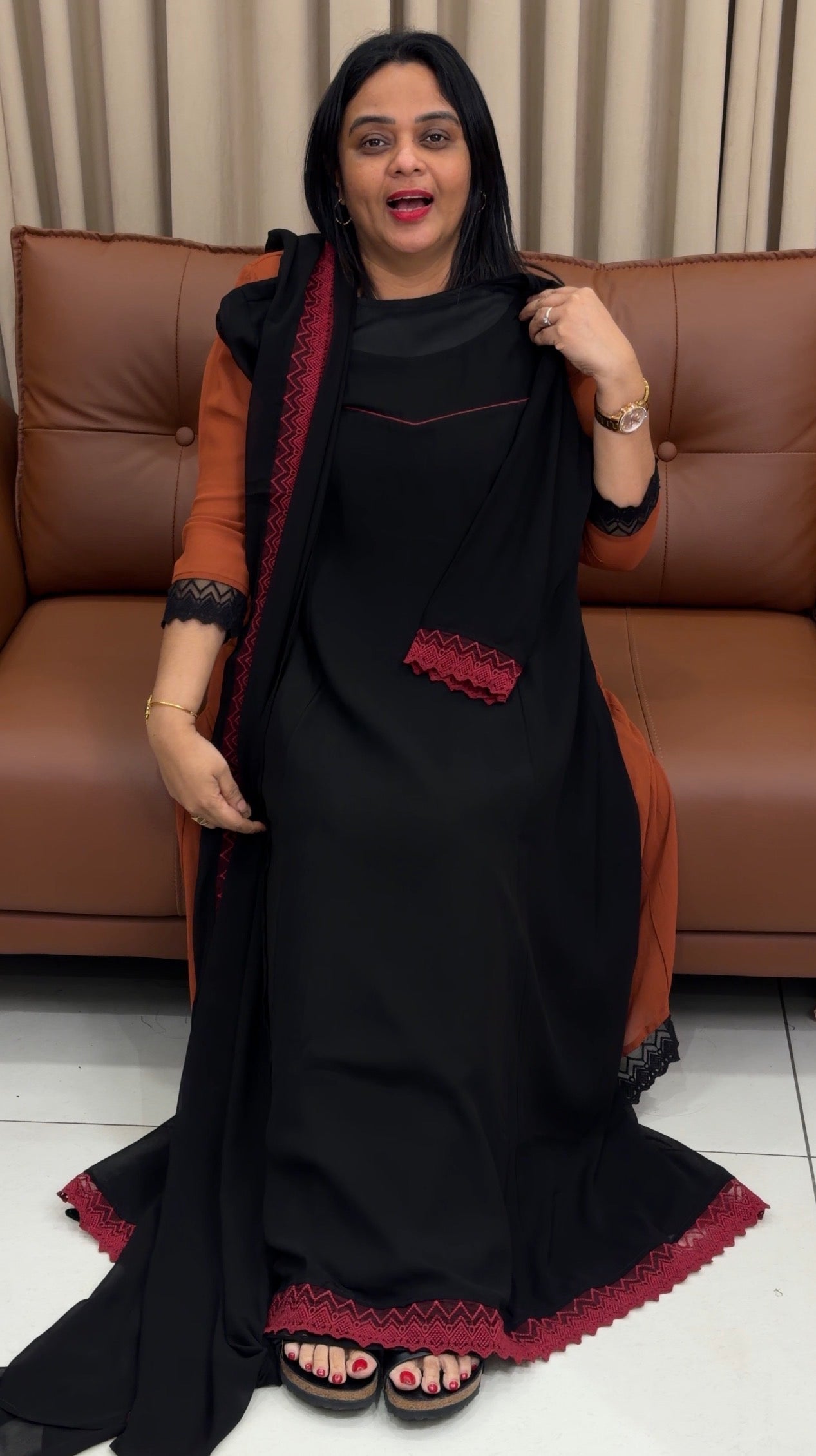 IHA'S IN-HOUSE GEORGETTE ALINE TOP AND DUPATTA - IHA 34255