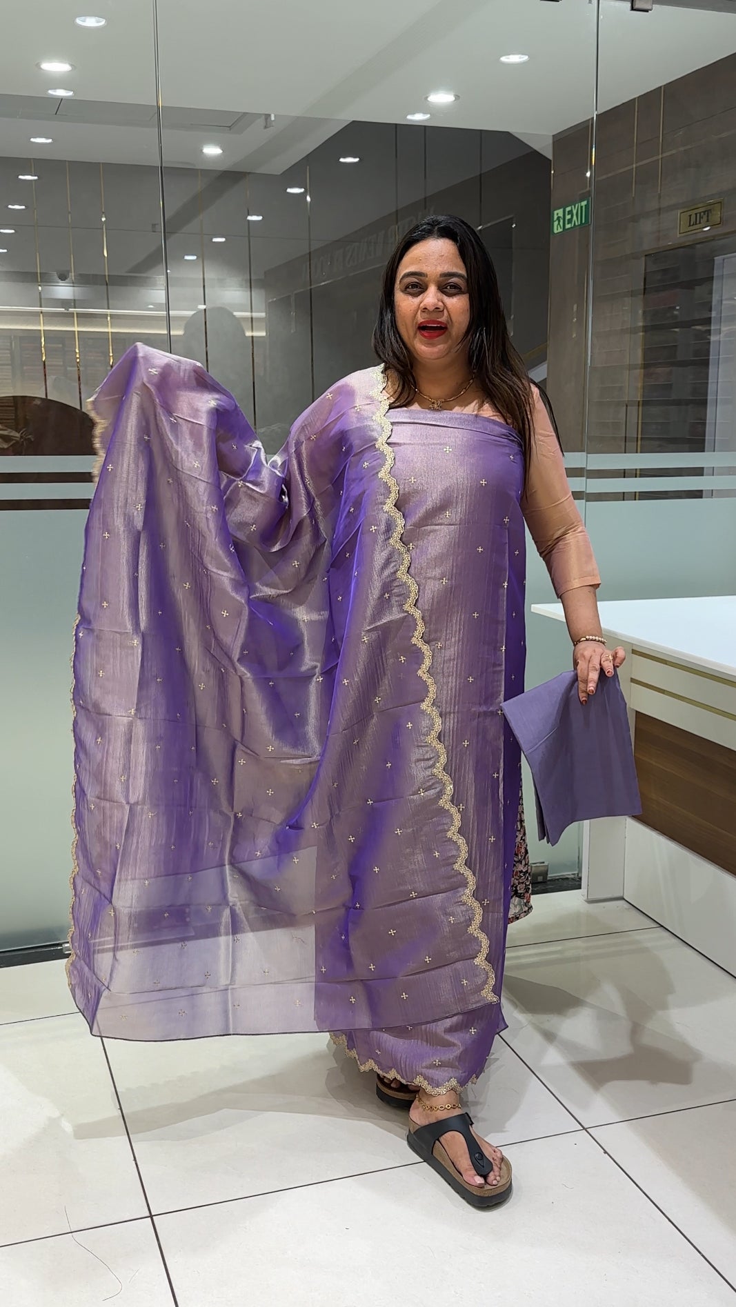 CRUSHED TISSUE BANARASI UNSTITCHED SALWAR SUITS - IHA 22643