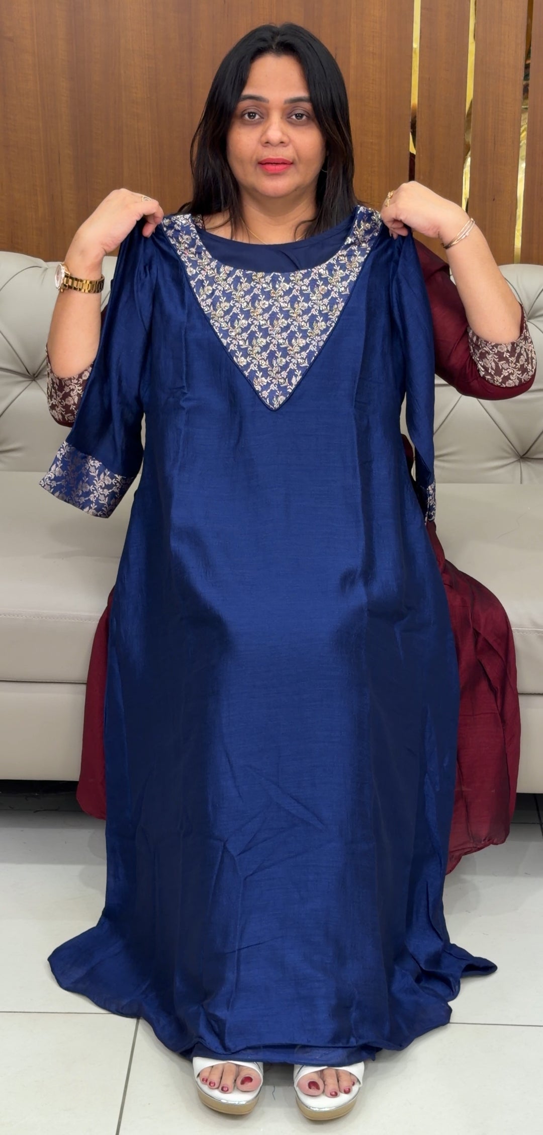 IHA'S IN-HOUSE SEMI RAW SILK ALINE TOPS - IHA 29076