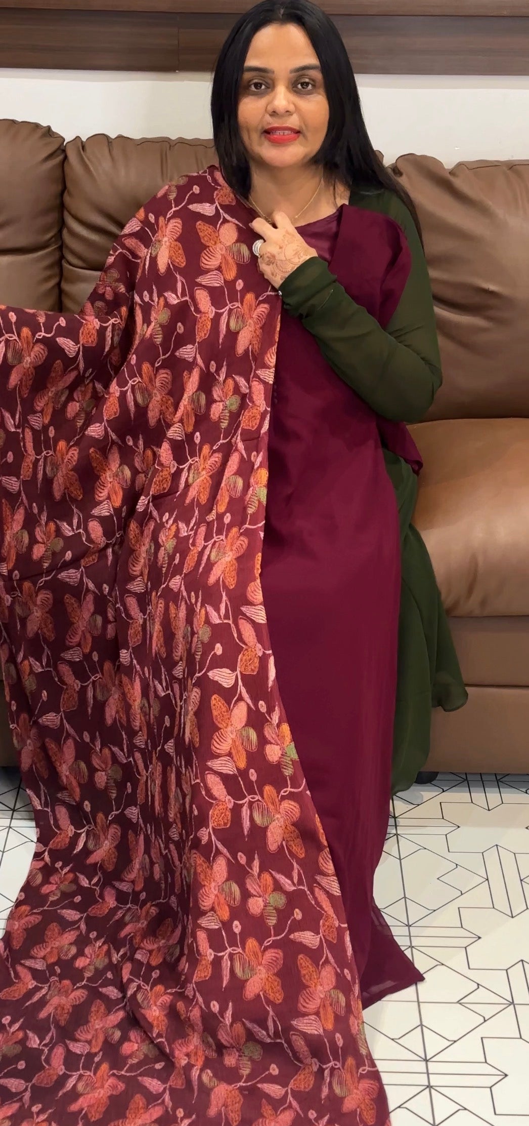 IHA'S IN-HOUSE GEORGETTE ALINE TOP AND DUPATTA - IHA 31512