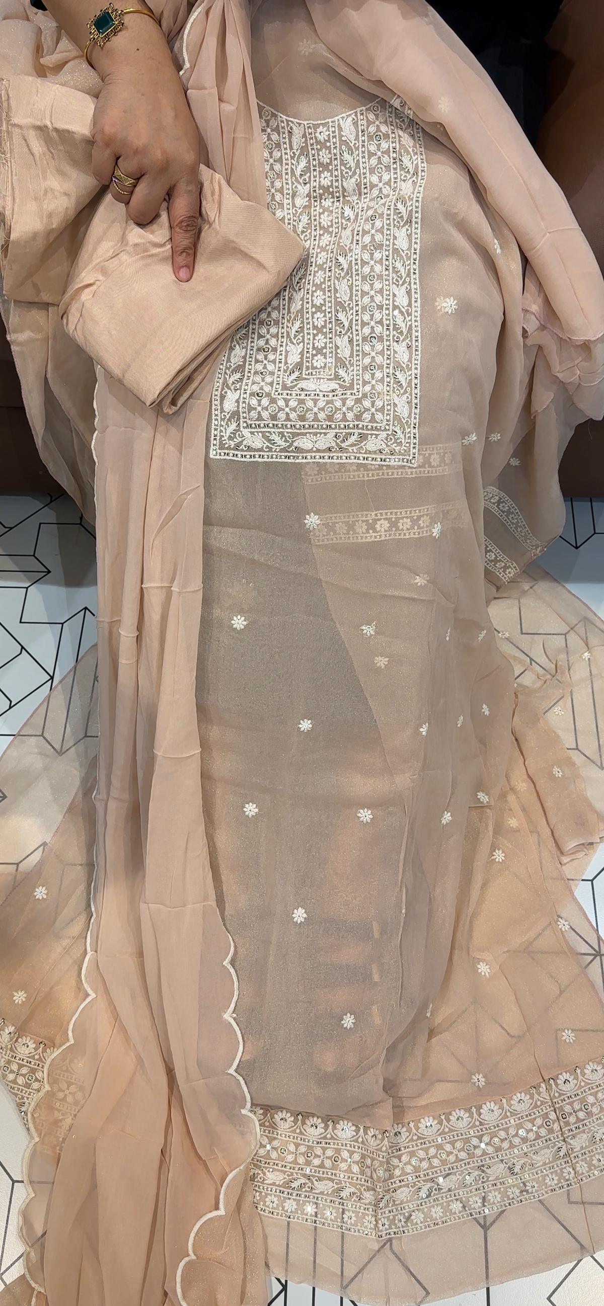 SHIMMER GEORGETTE UNSTITCHED SALWAR SUITS - IHA  35605