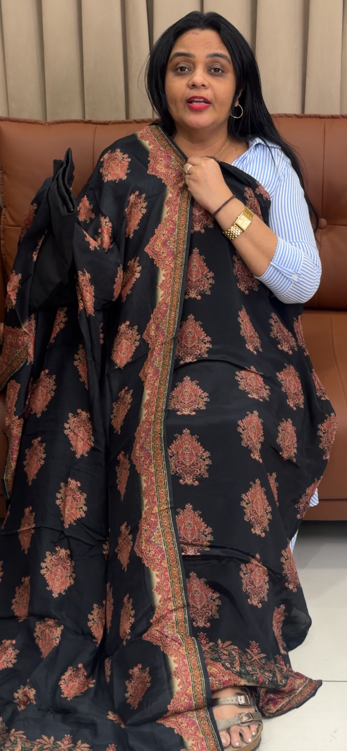 PRINTED CRAPE UNSTITCHED SALWAR SUITS - IHA 35934