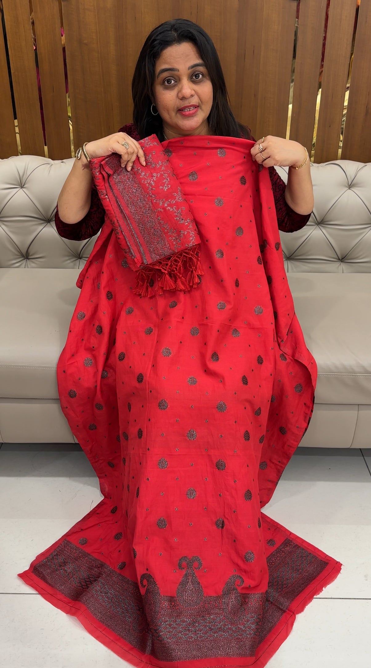SEMI BANARASI UNSTITCHED SALWAR SUITS - IHA 26393