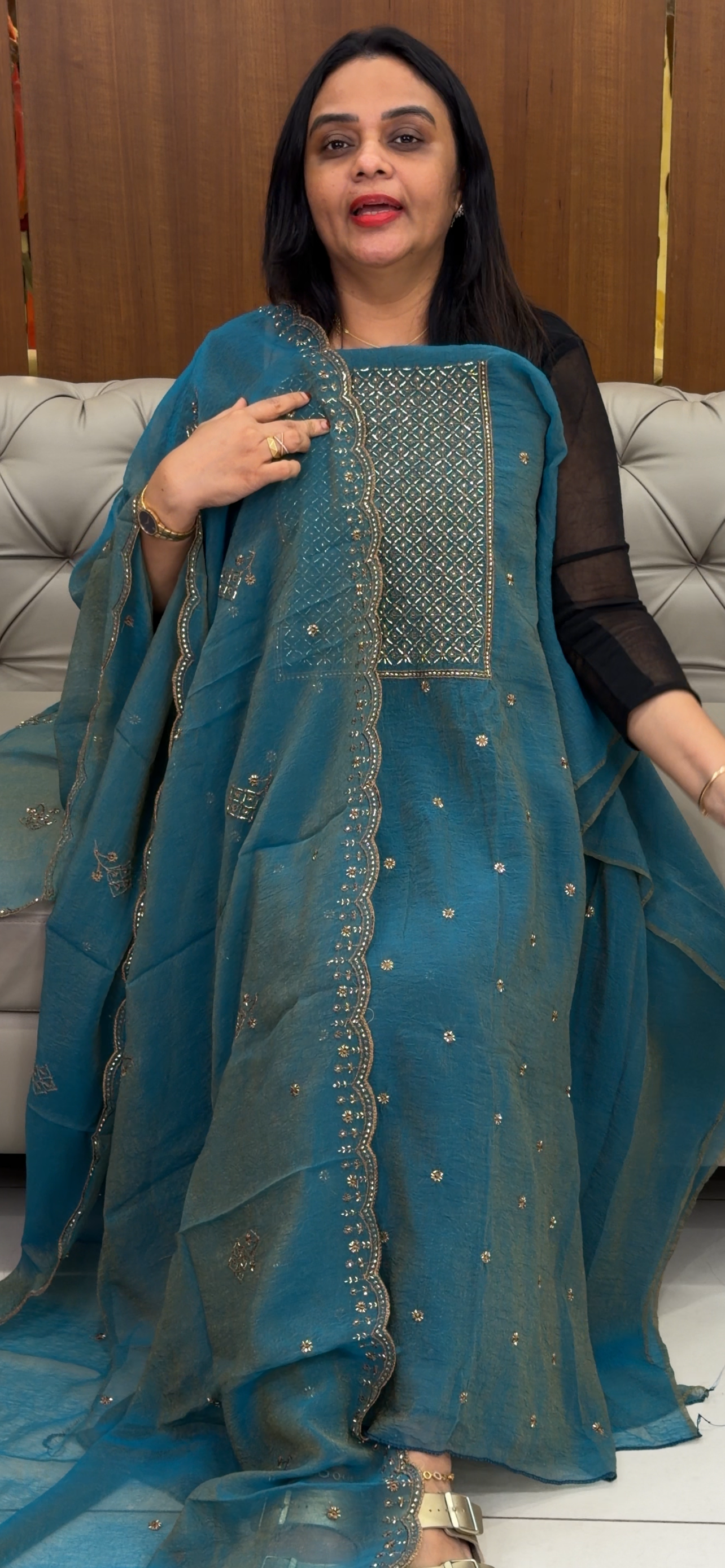 HAND WORKED UNSTITCHED SLAWAR SUITS - IHA 32828