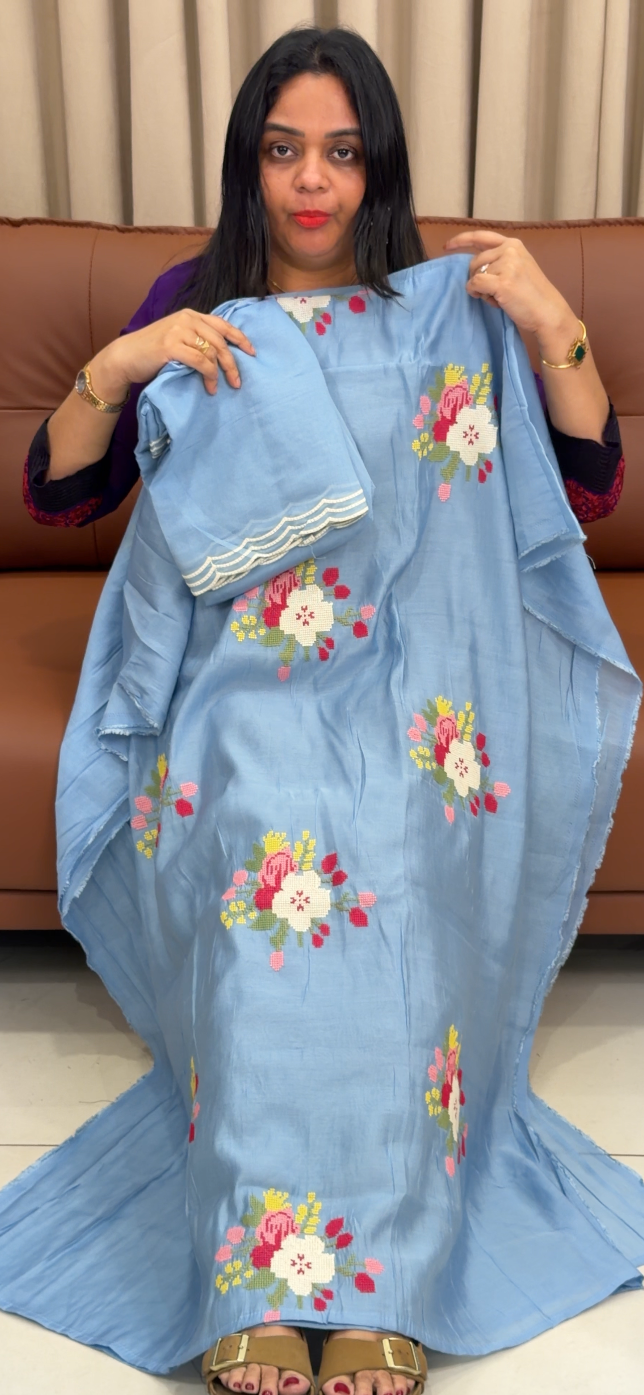 MALAI CHANDERI UNSTITCHED SALWAR SUITS - IHA 33679