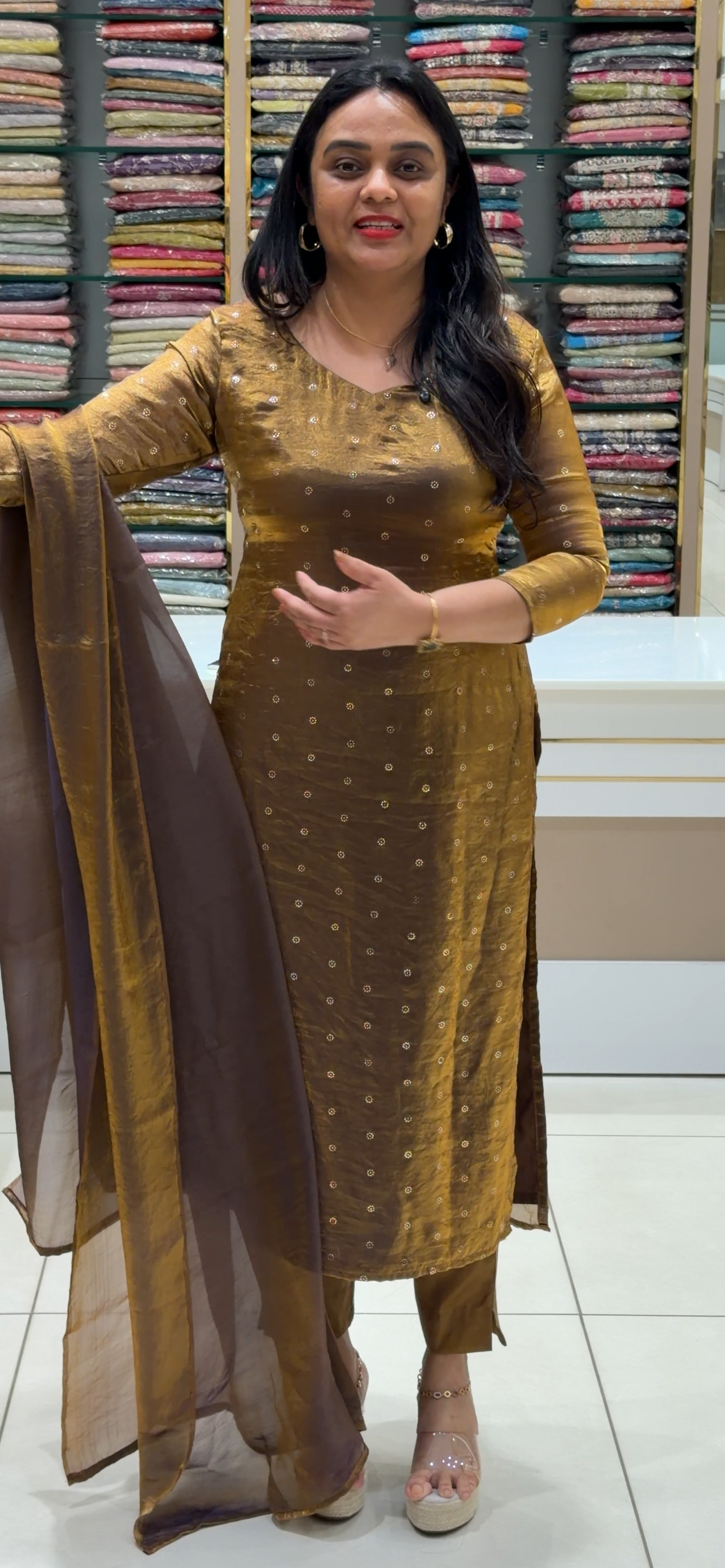 VELVET ORGANZA UNSTITCHED SALWAR SUITS - IHA 33465
