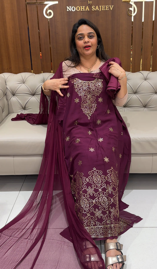 VISCOSE GEORGETTE UNSTITCHED SALWAR SUITS - IHA 24191