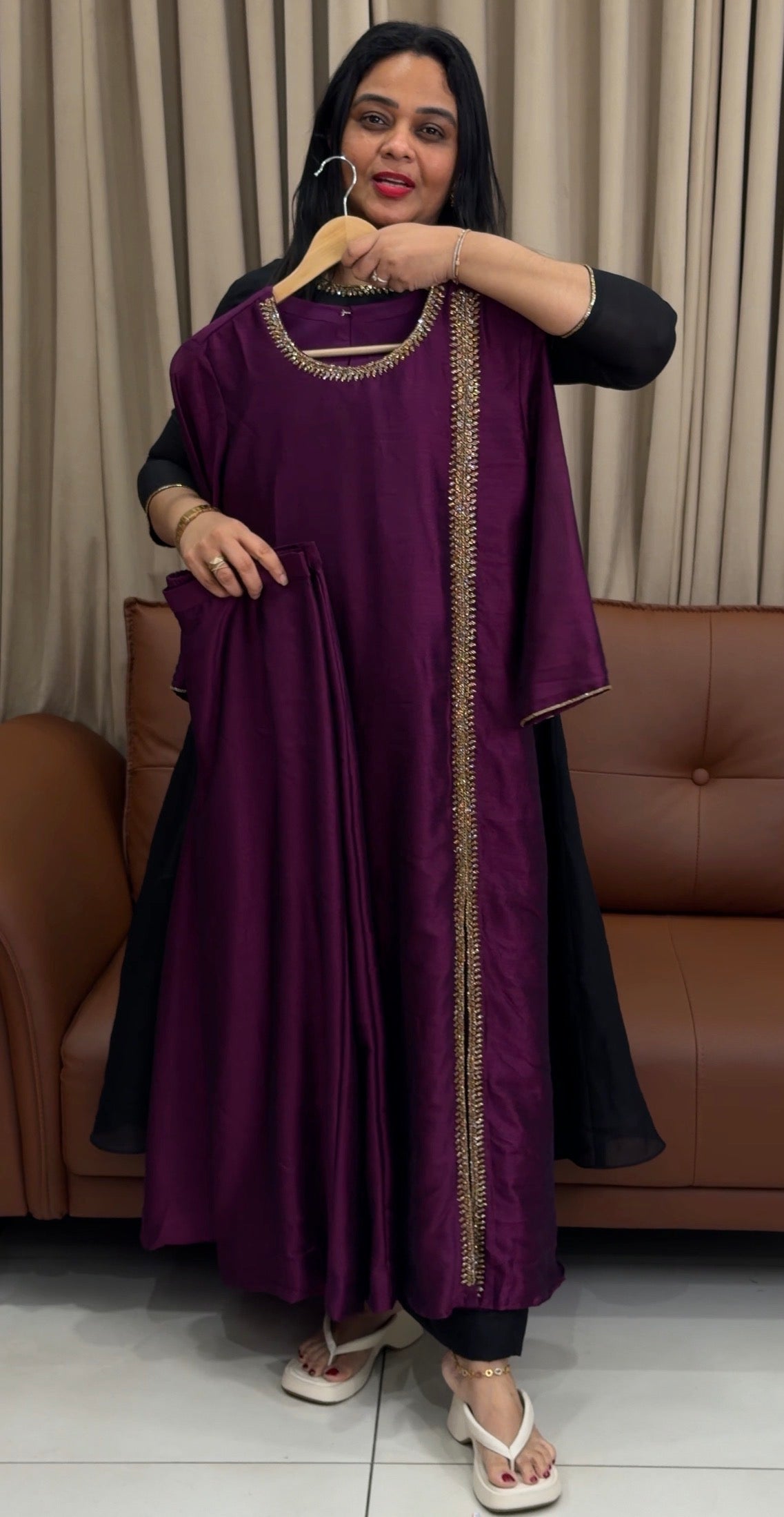 IHA'S IN-HOUSE SEMI RAW SILK ALINE CO-ORDS SETS - IHA 33817