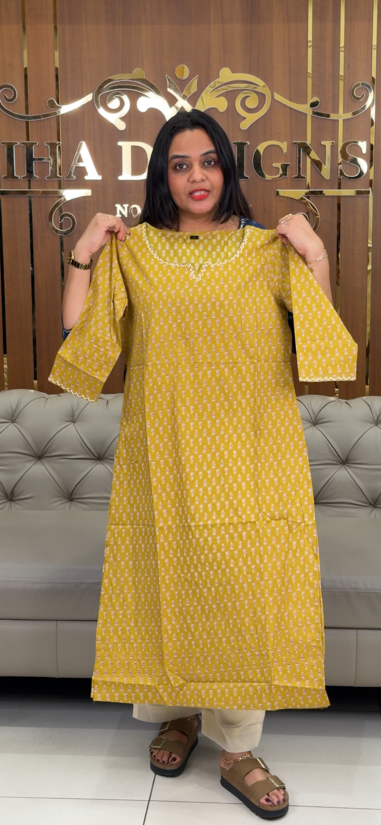 COTTON LONG SLITTED TOPS - IHA 32823