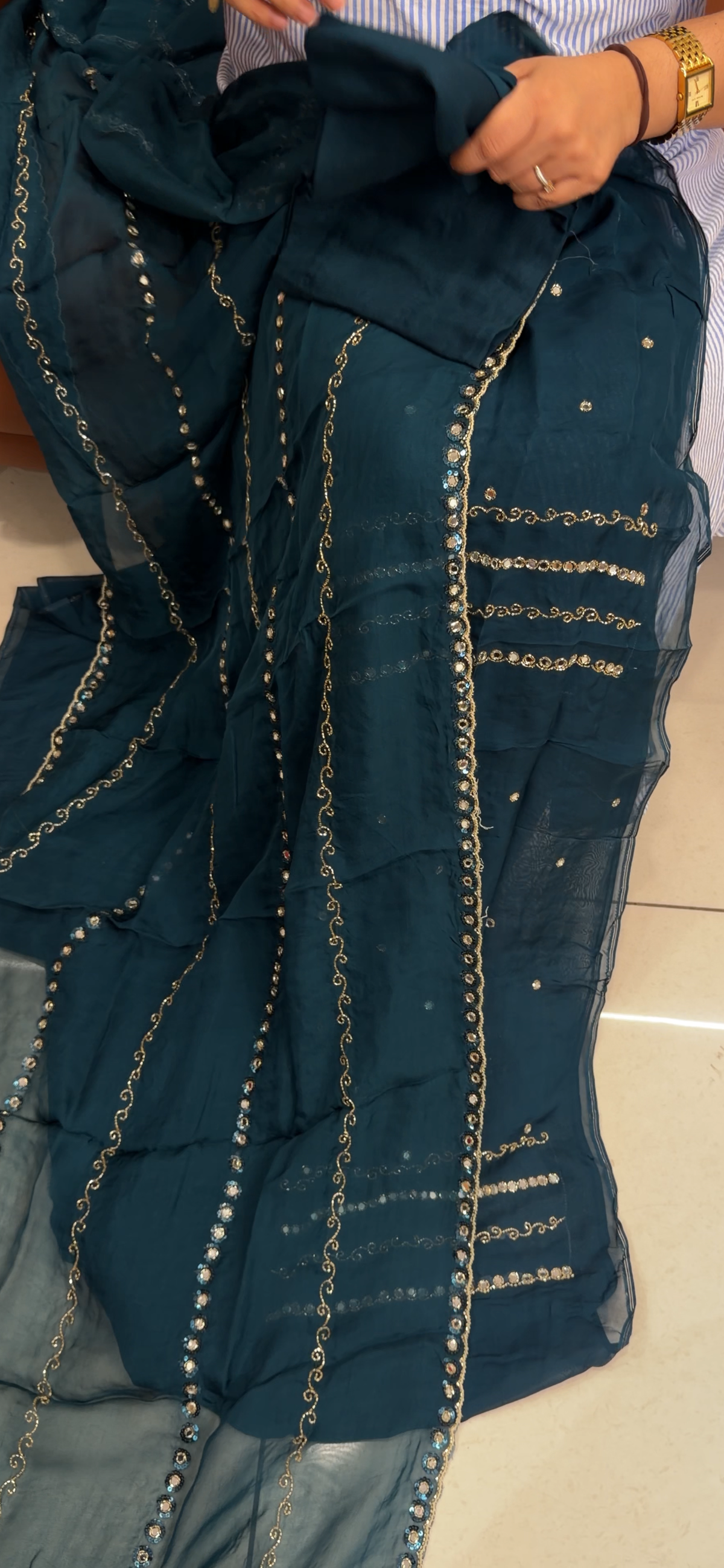 VISCOSE ORGANZA UNSTITCHED SALWAR SUITS - IHA 35941