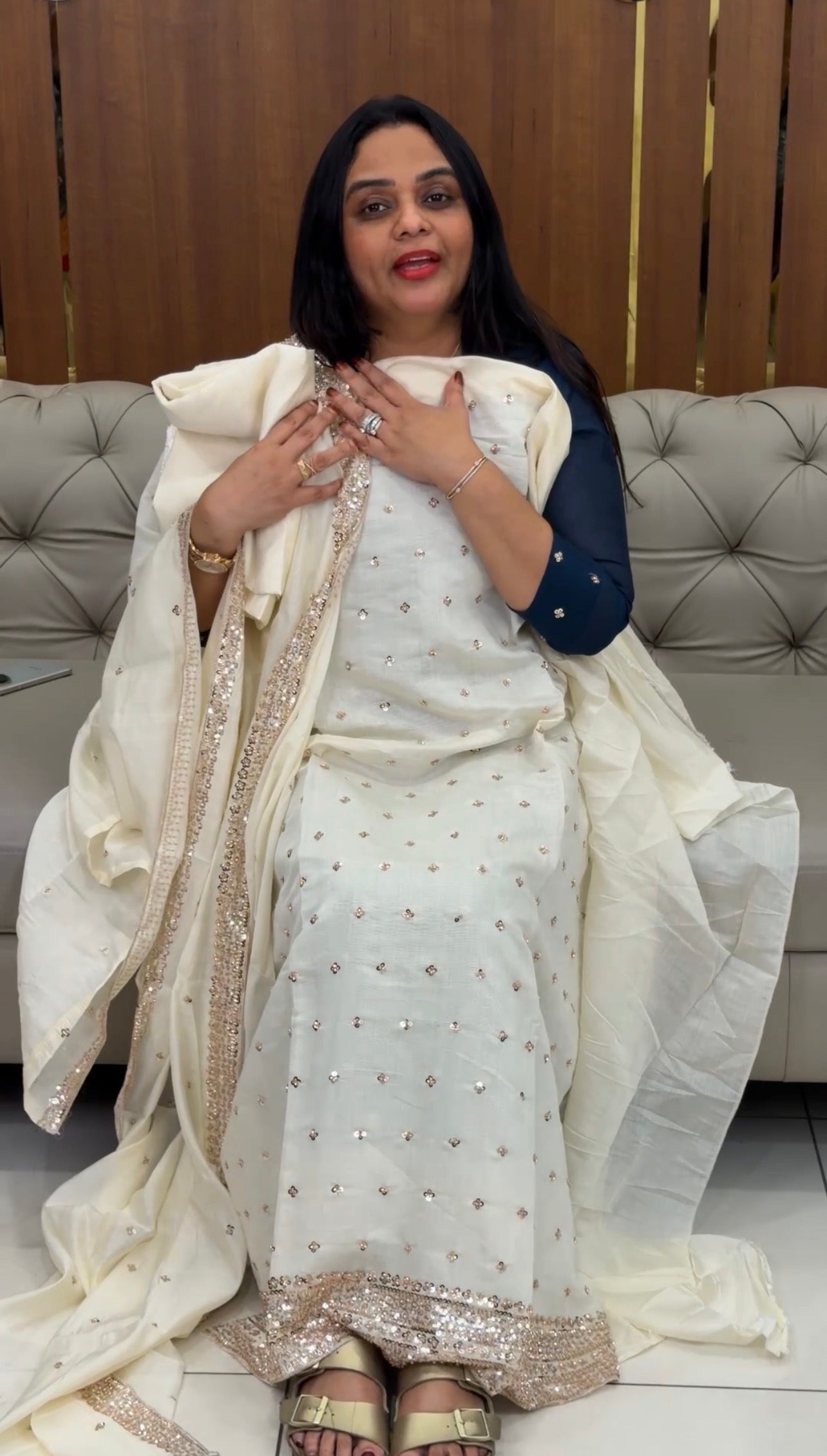 MUL CHANDERI UNSTITCHED SALWAR SUITS - IHA 33044