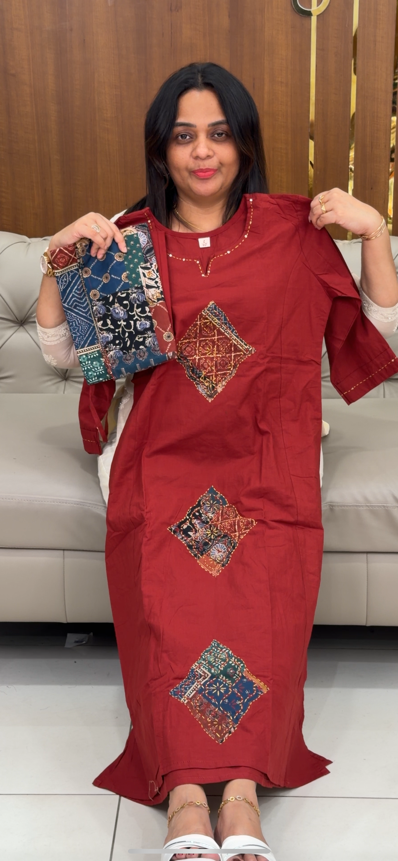 COTTON LONG ALINE TOP, BOTTOM AND DUPATTA - IHA 29220