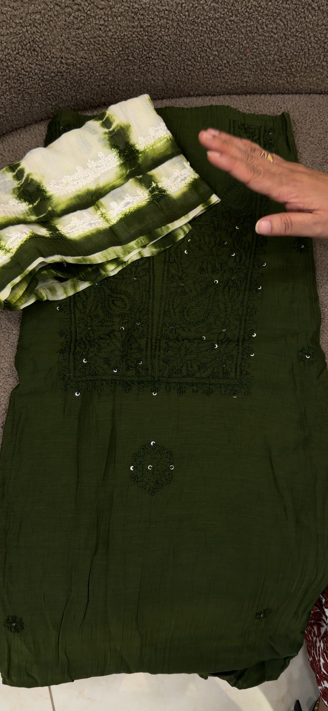 MUL CHANDERI CHIKANKARI UNSTITCHED SALWAR SUITS - IHA 34348