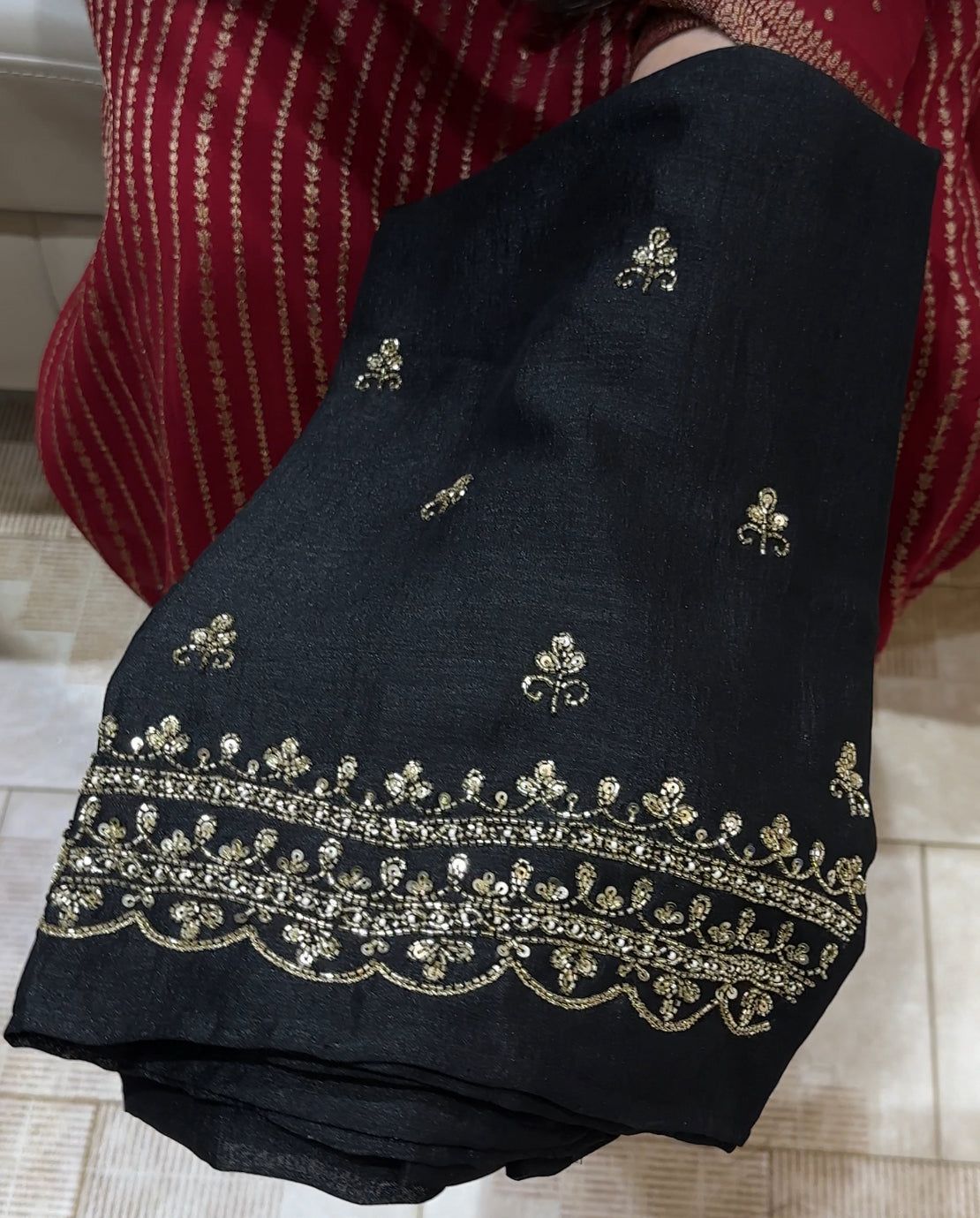 HAND WORKED BLOUSE MATERIAL - IHA 22260