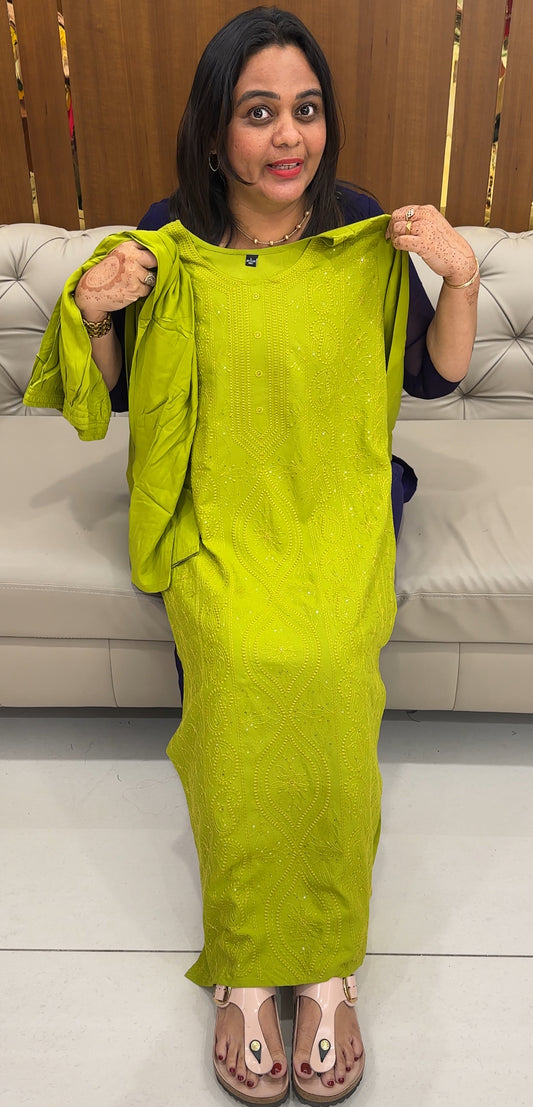 LUCKNOWI CHIKANKARI TOP AND BOTTOM - IHA 27541