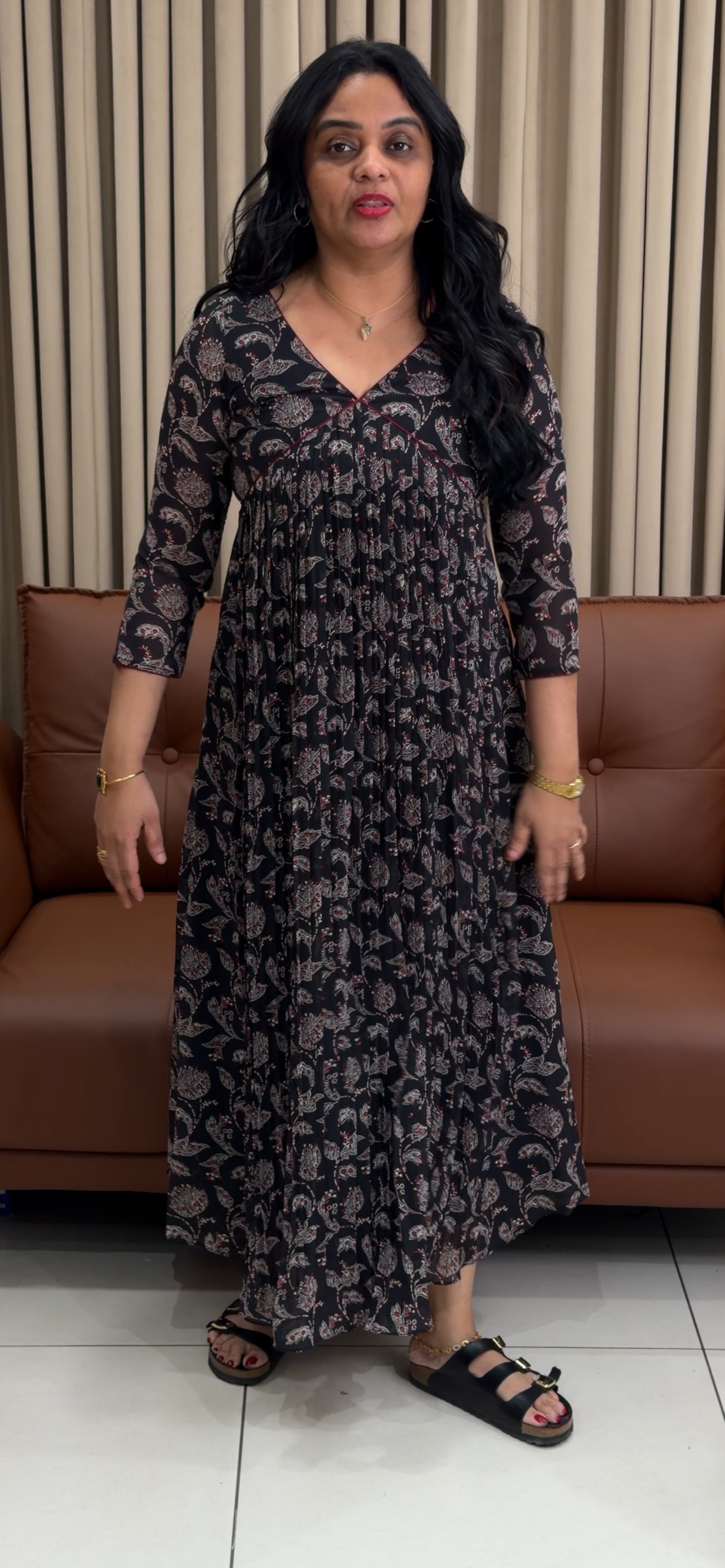 IHA'S IN-HOUSE GEORGETTE PRINTED ALINE TOPS - IHA 34438