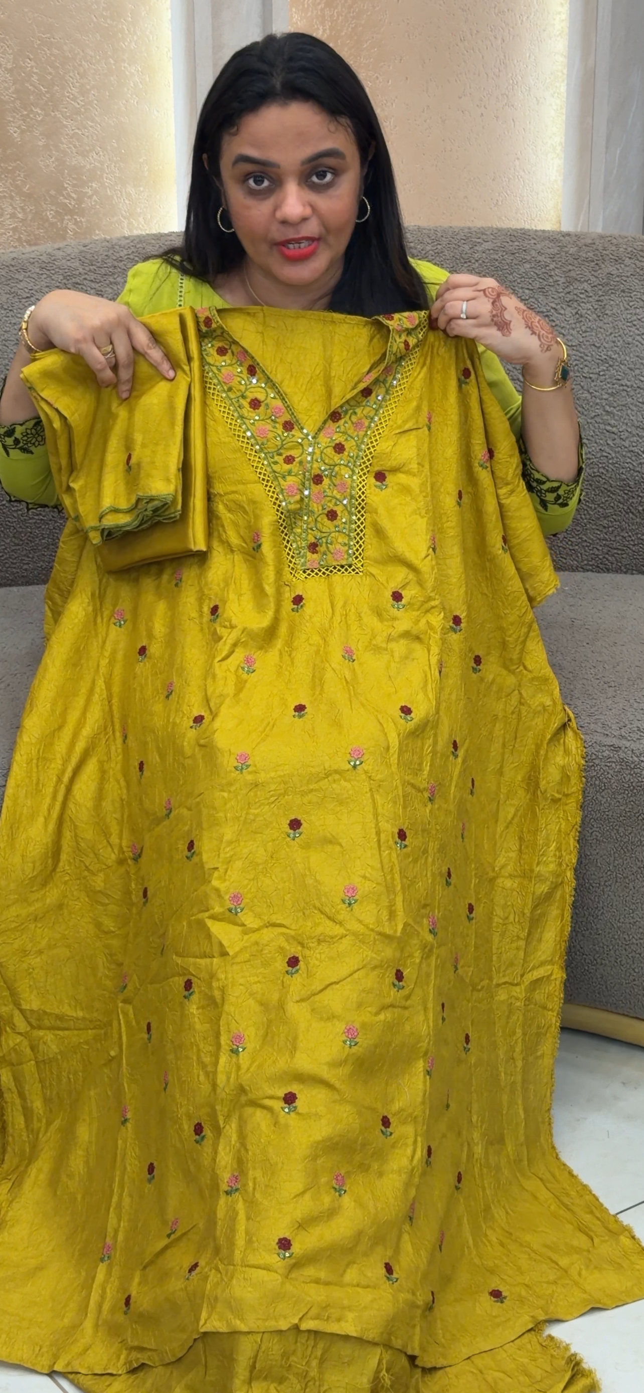 CRUSHED SILK UNSTITCHED SALWAR SUITS - IHA 33004