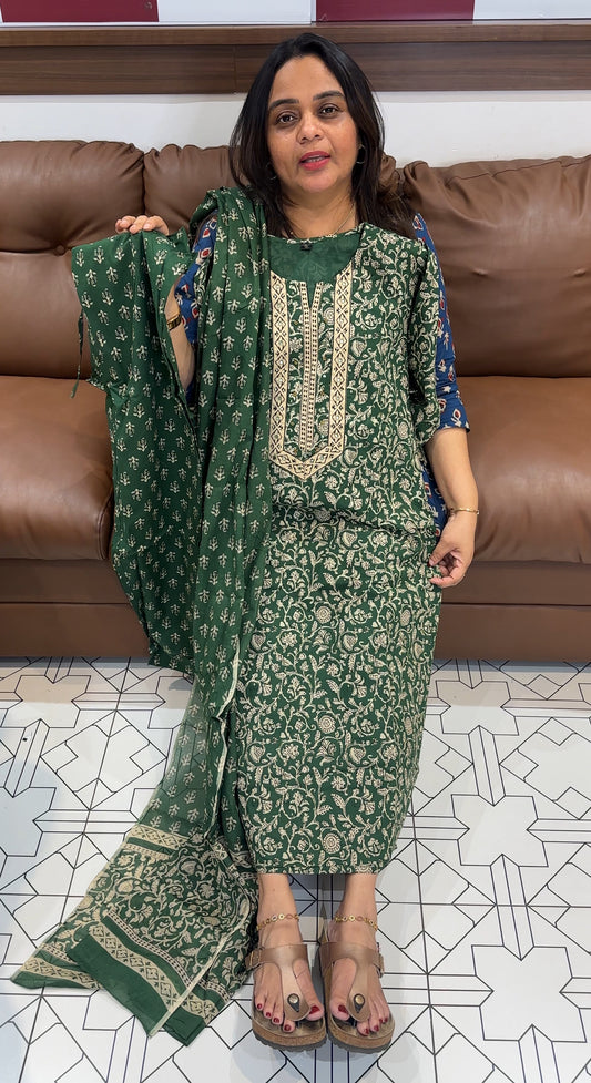 COTTON TOP, BOTTOM AND DUPATTA - IHA 27319