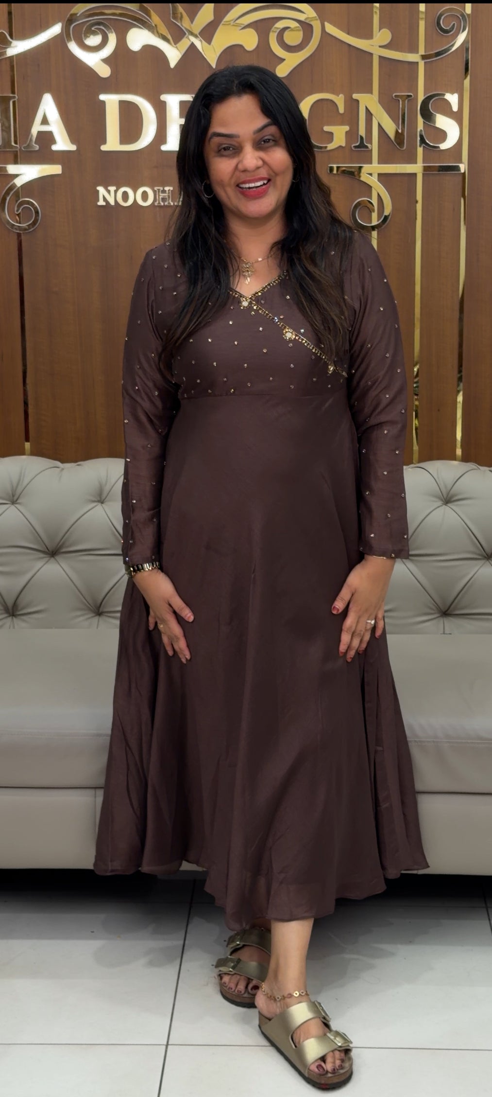 IHA'S IN-HOUSE SEMI RAW SILK ANARKALI TOPS - IHA 30681